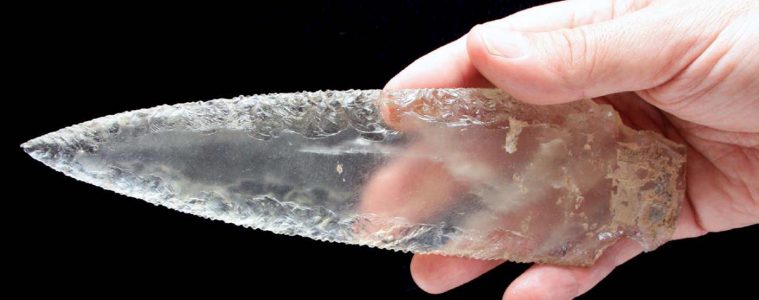 Prehistoric crystal dagger blade from Spain